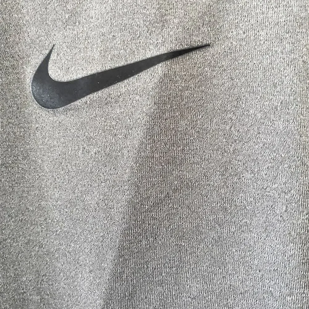 NIKE Pro Shirt Size L Gray Dri-FIT V-Neck Athletic Workout Tee